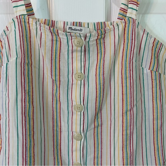 Madewell Button Front Cami Tank Textural Rainbow Stripe, size S - Picture 4 of 9